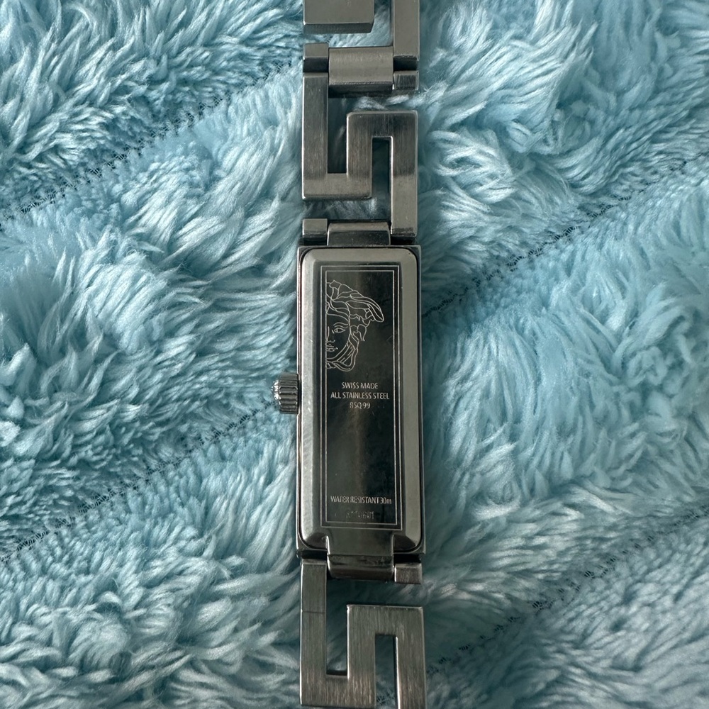 Versace Stainless Steel Silver Rectangular Watch … - image 4